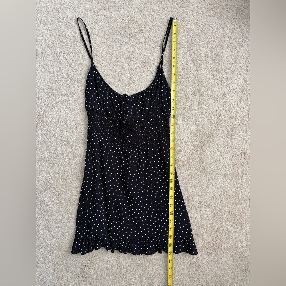 Reformation‎ Fraise Polka Dot Mini Dress Black Tie Front Slip Dress Women's 4 - Picture 16 of 16